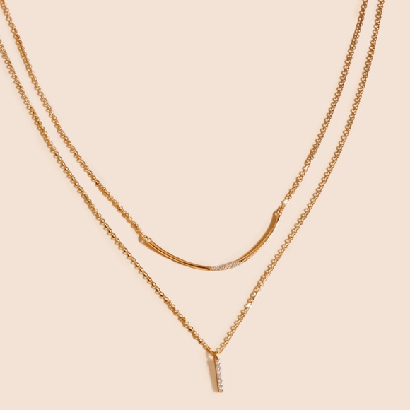 NWT Francesca’s Collection Natasha Layered Pave Crystal Necklace - Picture 2 of 9